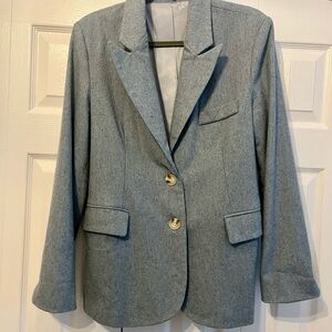 Light blue wool felt blend blazer, size M.